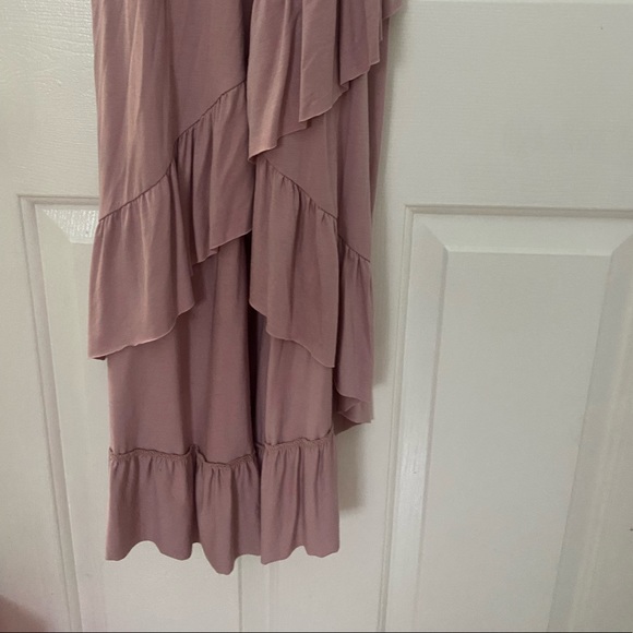 PinkBlush Maternity Mauve Sleeveless Hi-Low Ruffle Trim Maxi Dress Size Small - Picture 5 of 7